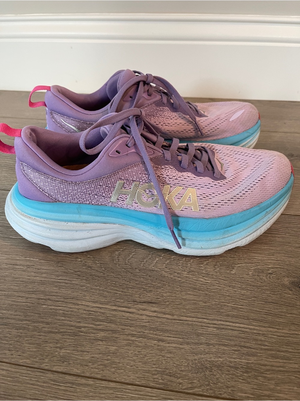Hoka Bondi 8 Chalk Violet/Pastel Lilac Women's Running Shoes Size 8.5 - Picture 5 of 12